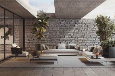 现代Minotti别墅户外阳台 沙发茶几组合